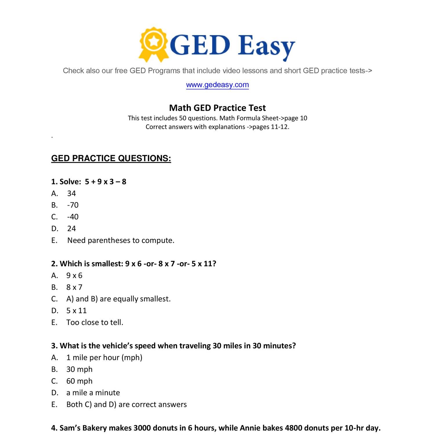 Free Printable Ged Practice Exams PRINTABLE TEMPLATES