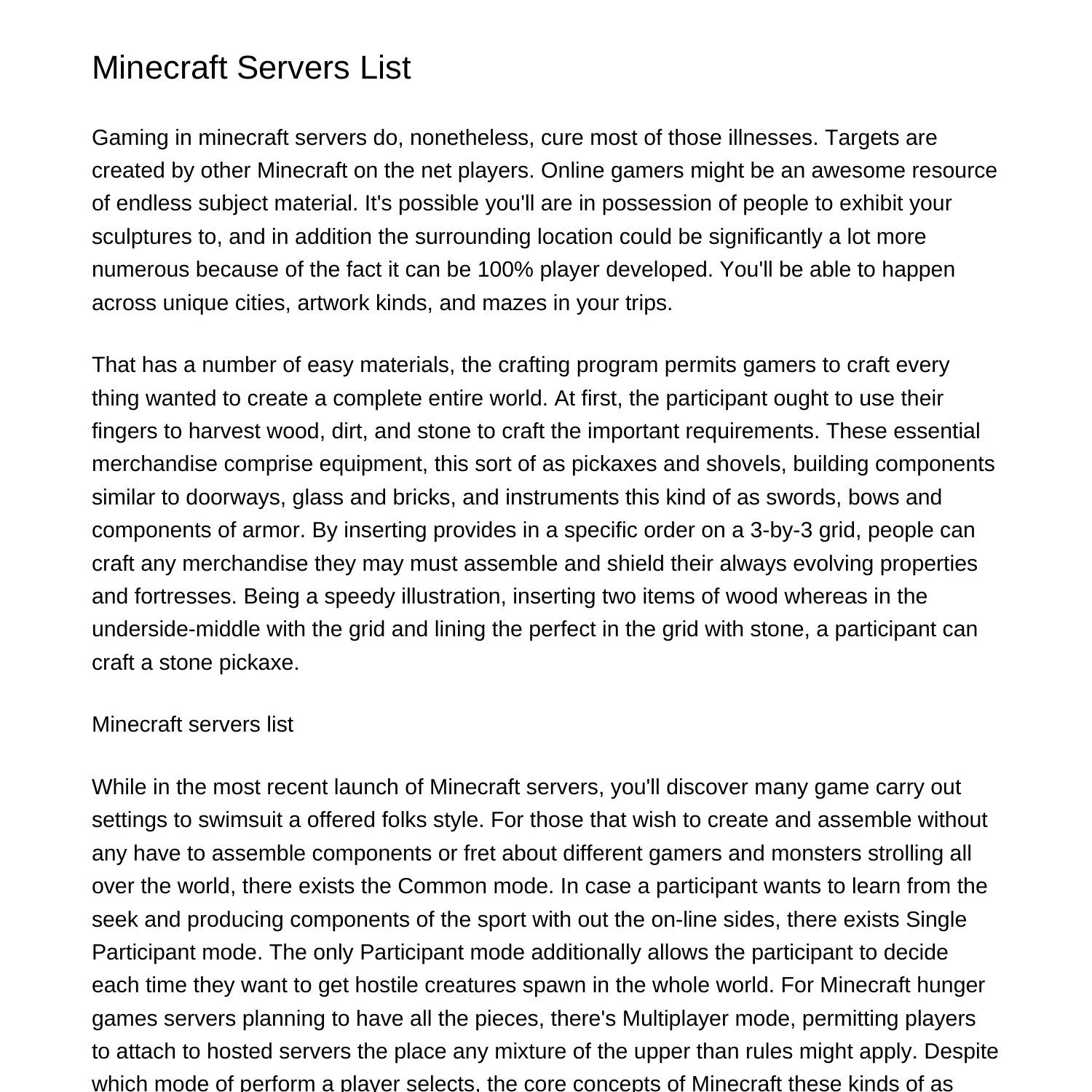 Minecraft servers listazswu pdf pdf docdroid