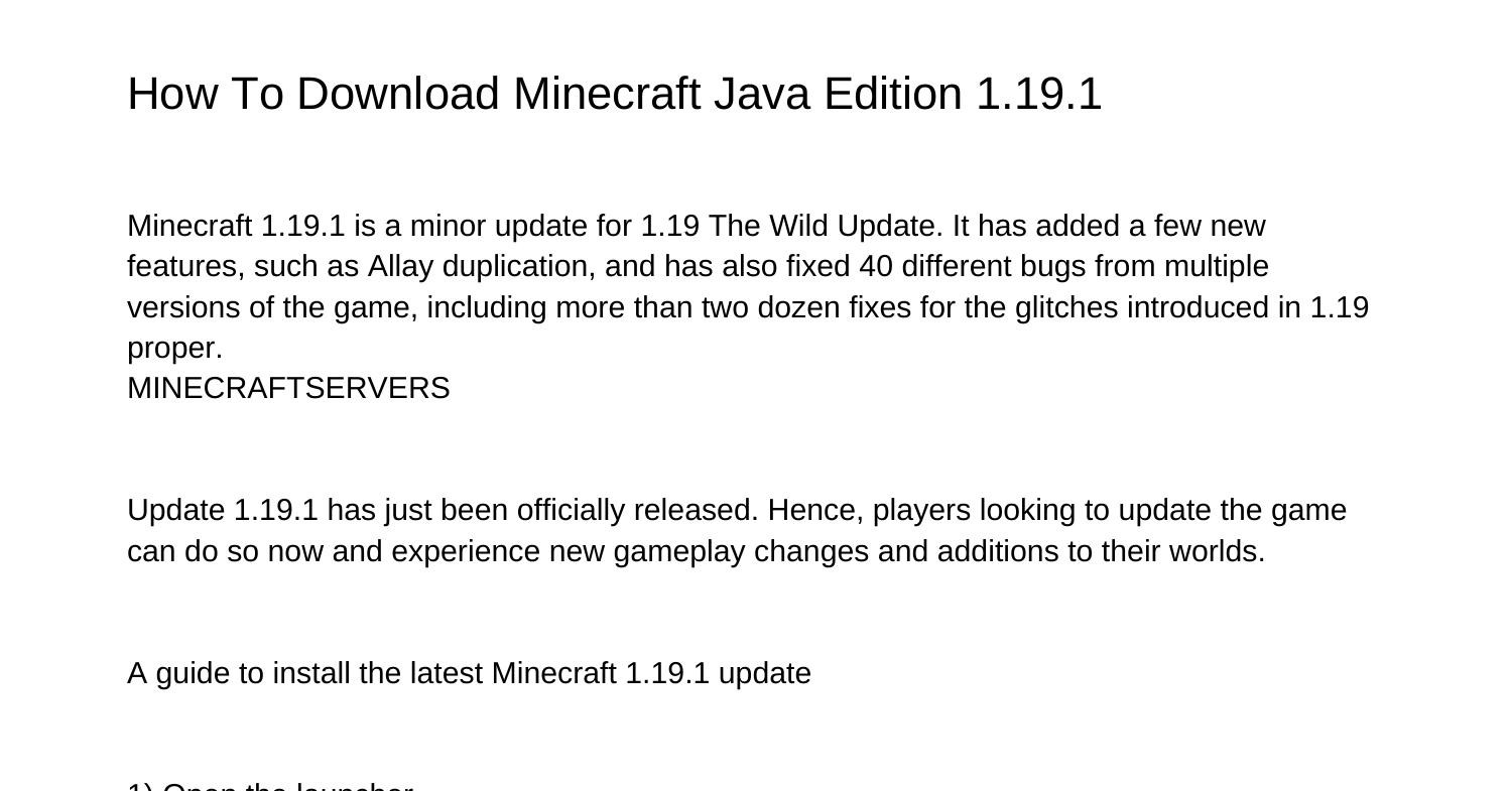 How To Download Minecraft Java Edition 1191eanzv.pdf.pdf DocDroid