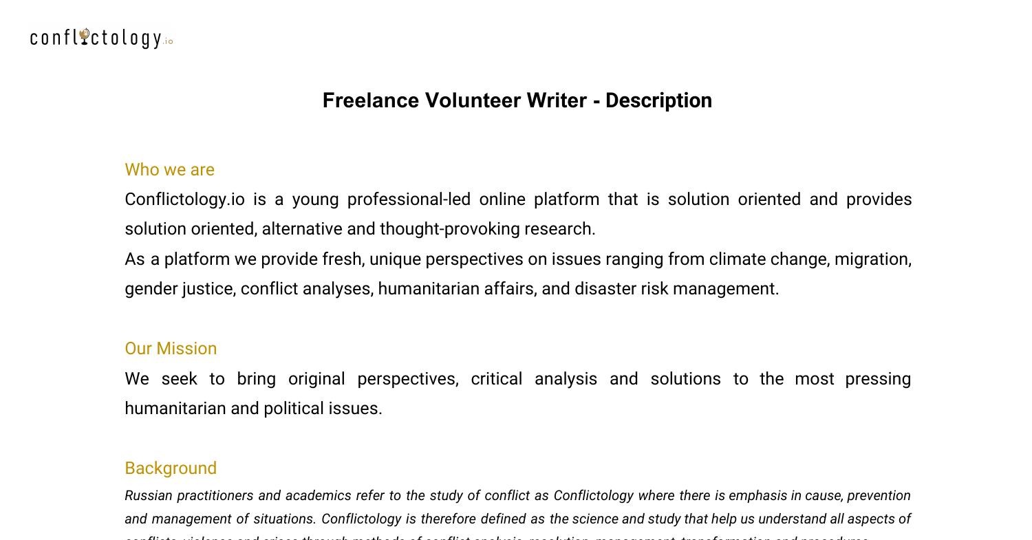 freelance writing volunteer work