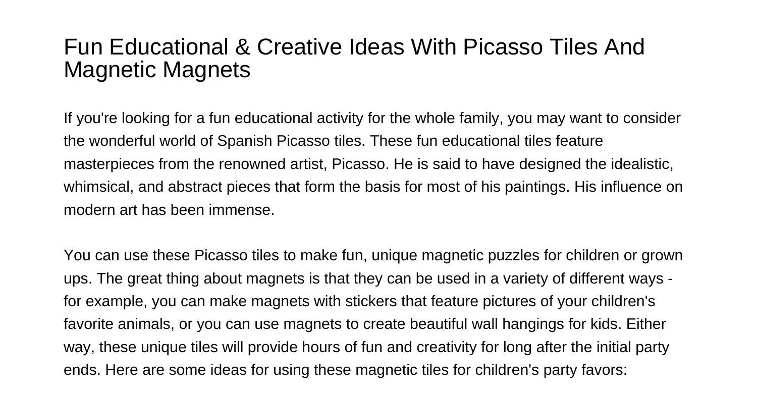 Fun Educational Creative Ideas With Picasso Tiles And