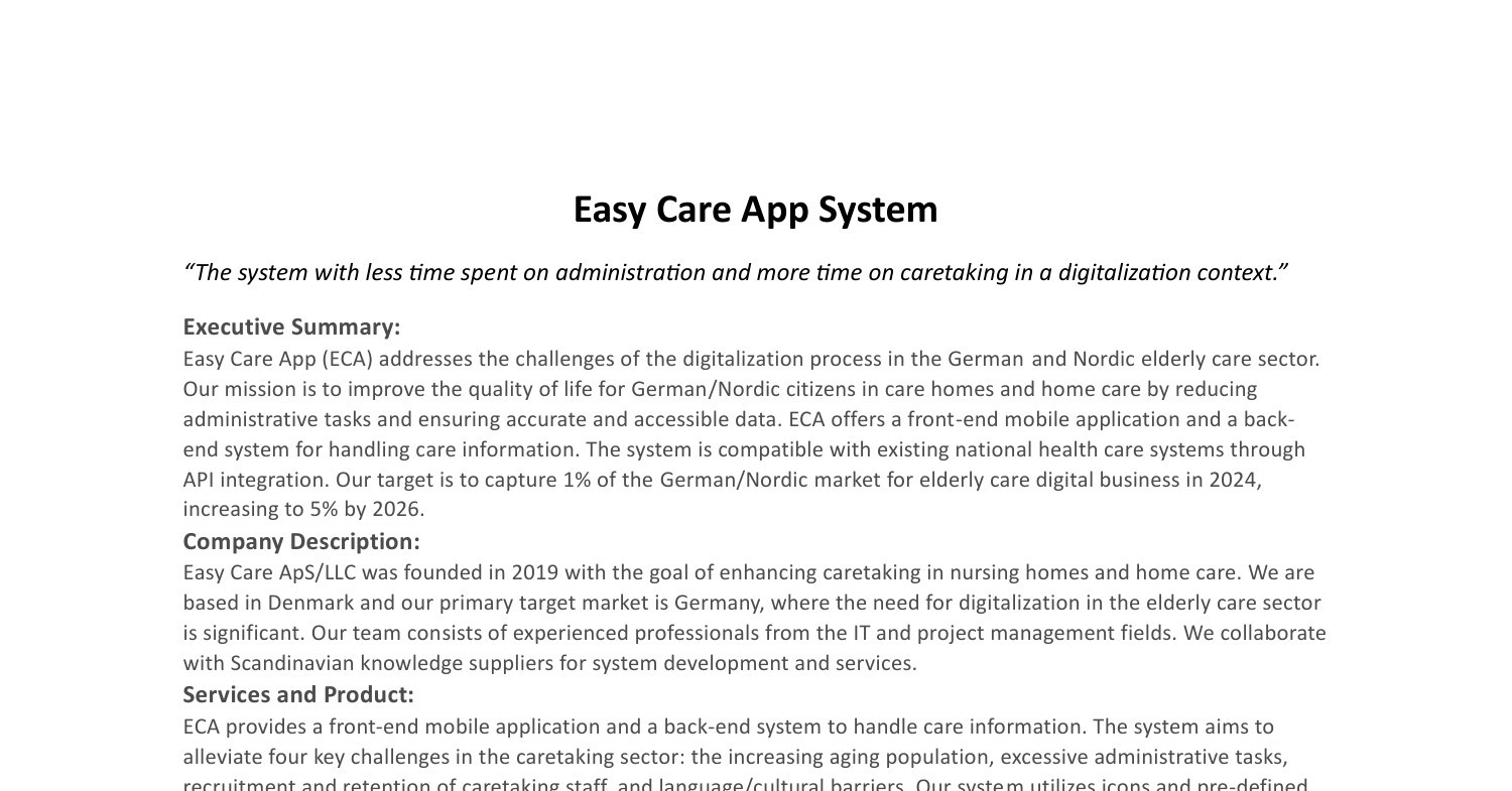 Easy Care App System business plan version 4.pdf DocDroid
