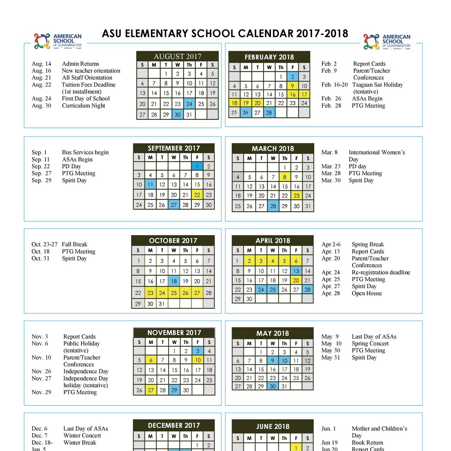 Elementary School Calendar 2017 2018 pdf DocDroid