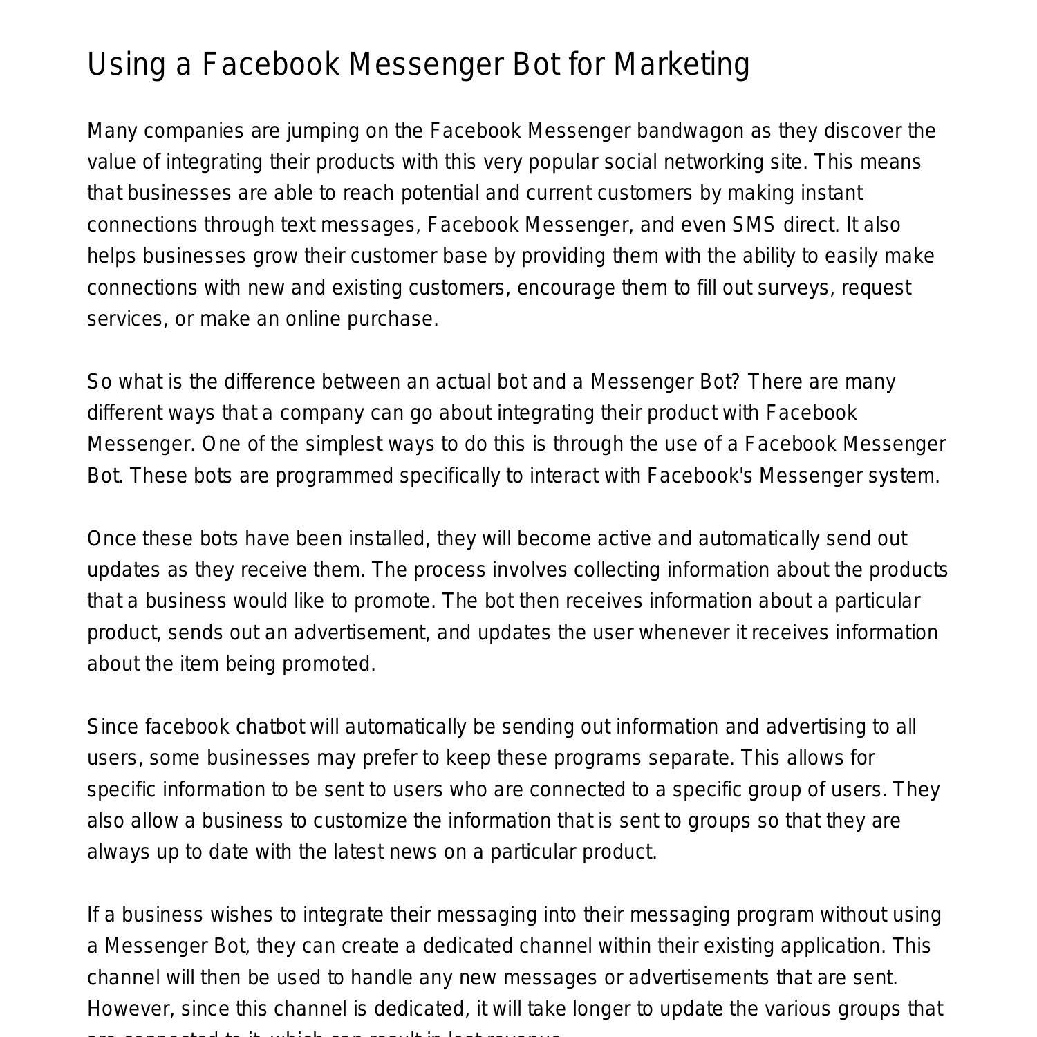 Using A Facebook Messenger Bot For Marketingwetfx Pdf Pdf Docdroid