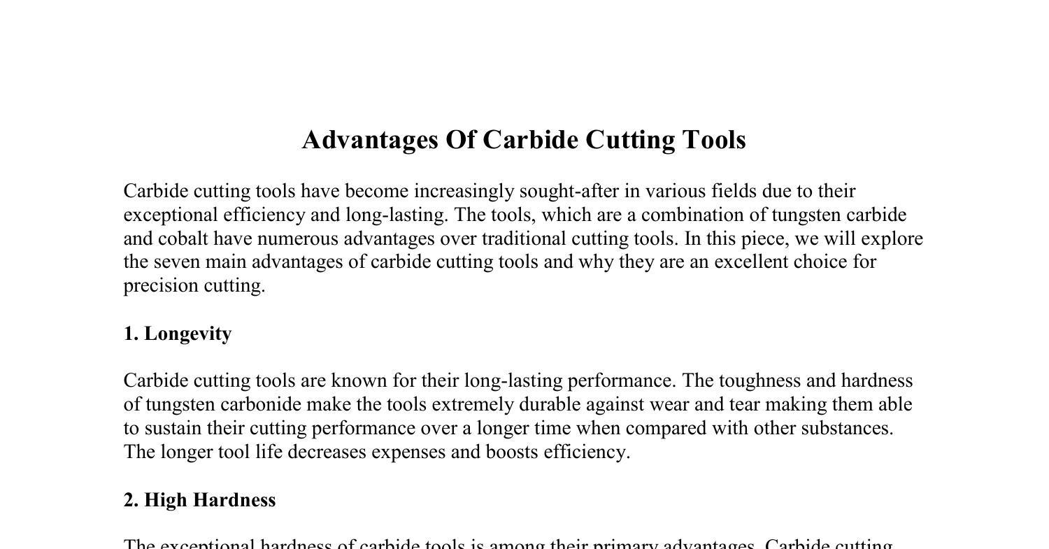 Advantages Of Carbide Cutting Tools.pdf DocDroid