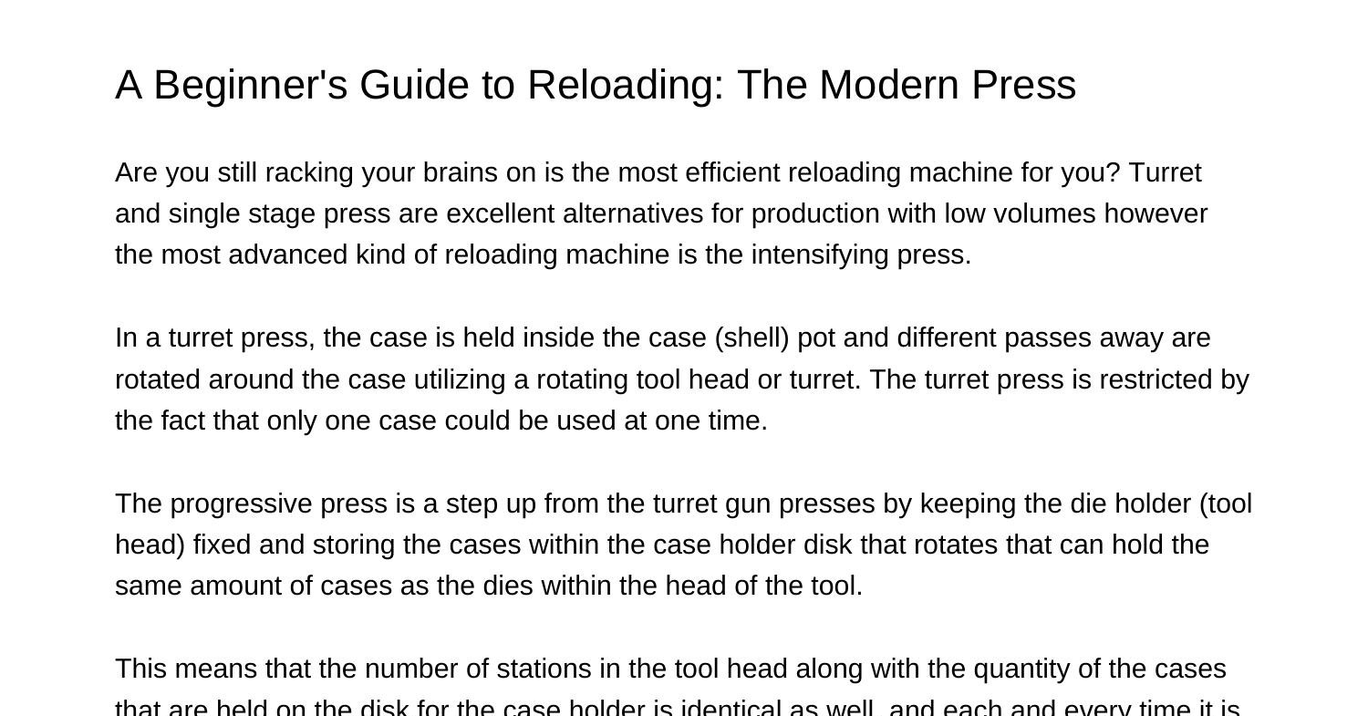 A Beginners Guide to Reloading The Intensifying Pressqhcyf.pdf.pdf