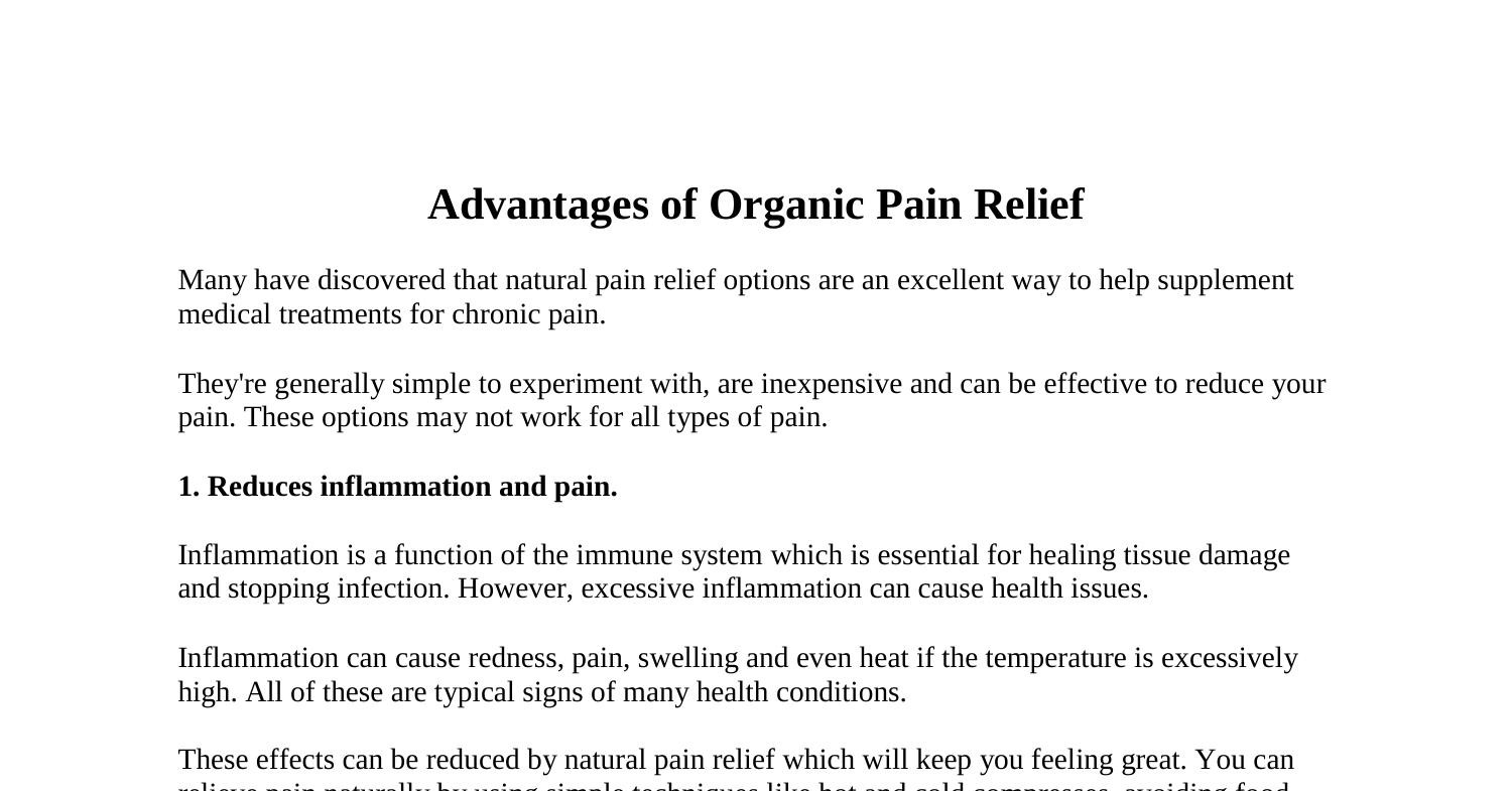 Advantages of Organic Pain Relief.pdf DocDroid