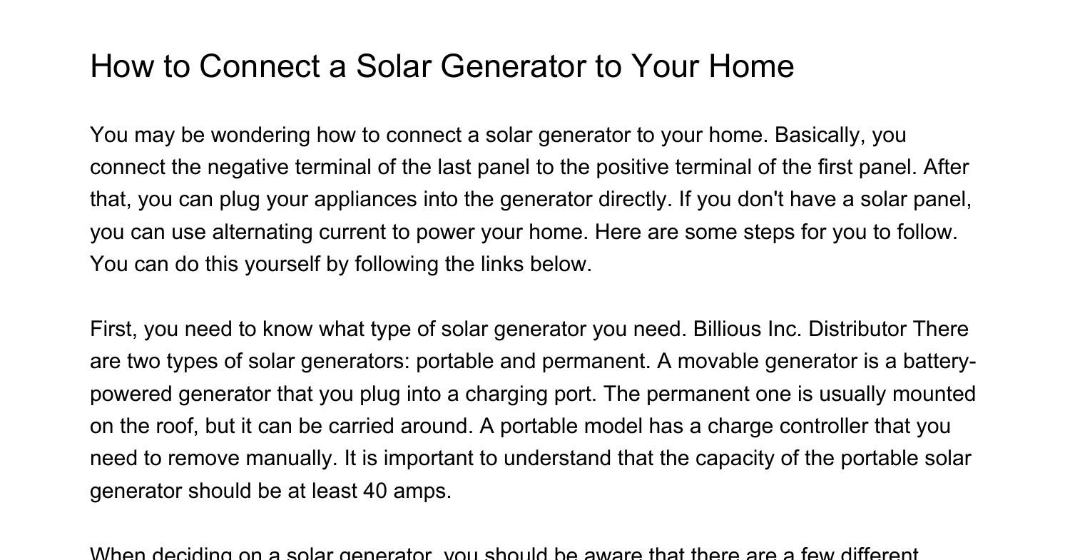 How to Connect a Solar Generator to Your Homeviugw.pdf.pdf DocDroid