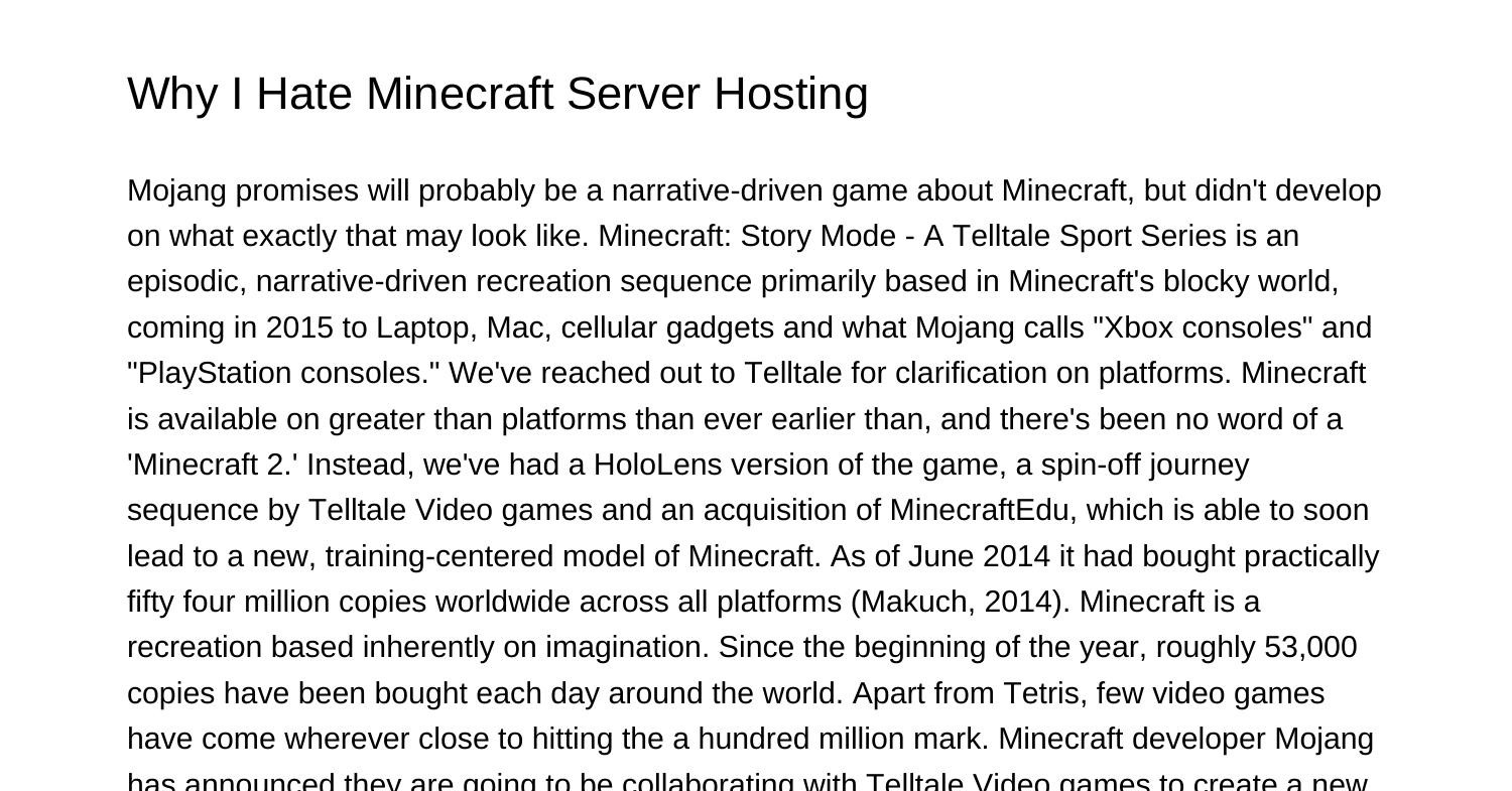 Why I Hate Minecraft Server Hostingosxww Pdf Pdf Docdroid