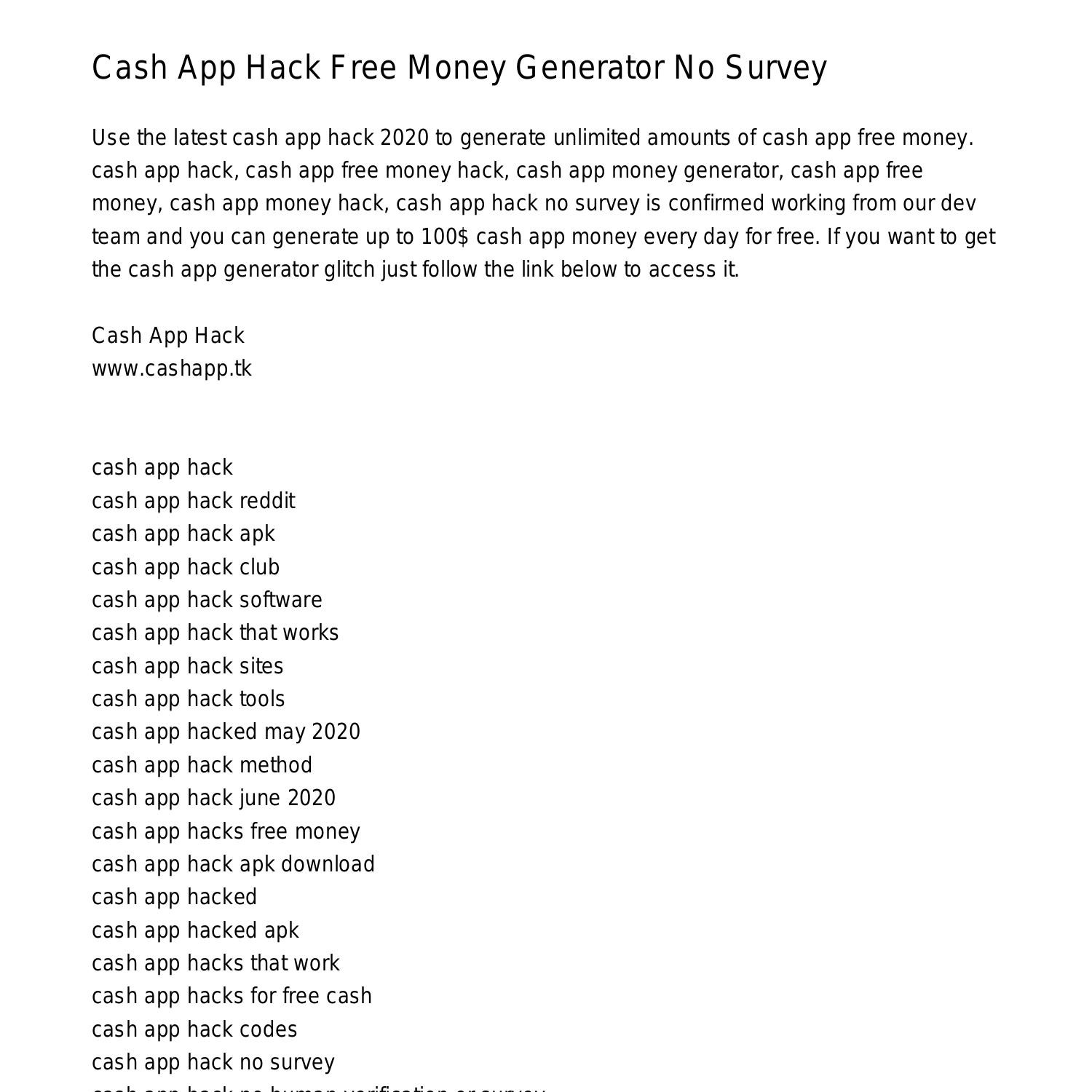 Cash App Hack Free Money Generator No Surveywhiwx Pdf Pdf Docdroid