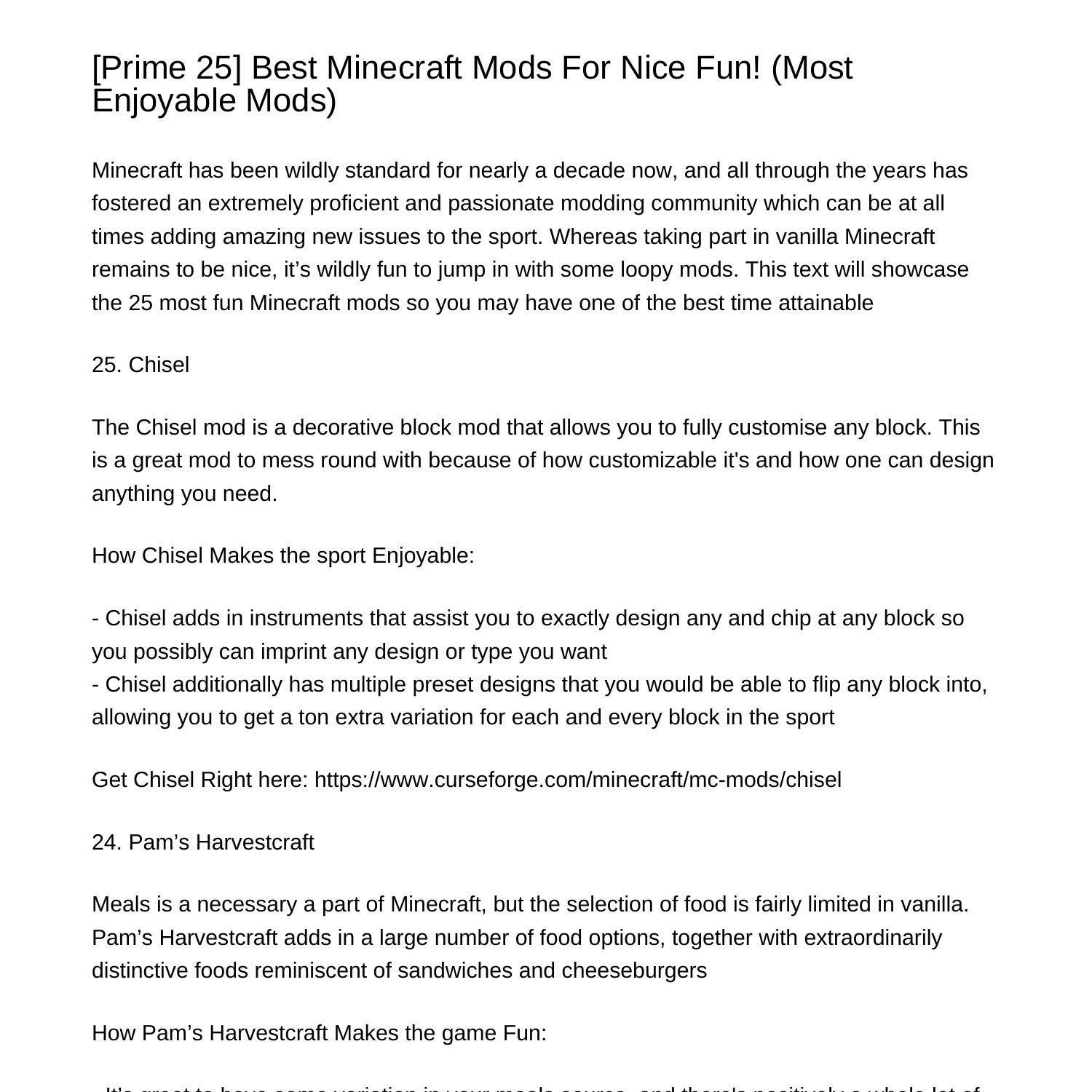 Prime 25 Best Minecraft Mods For Great Fun Most Fun Modswolvo.pdf.pdf ...