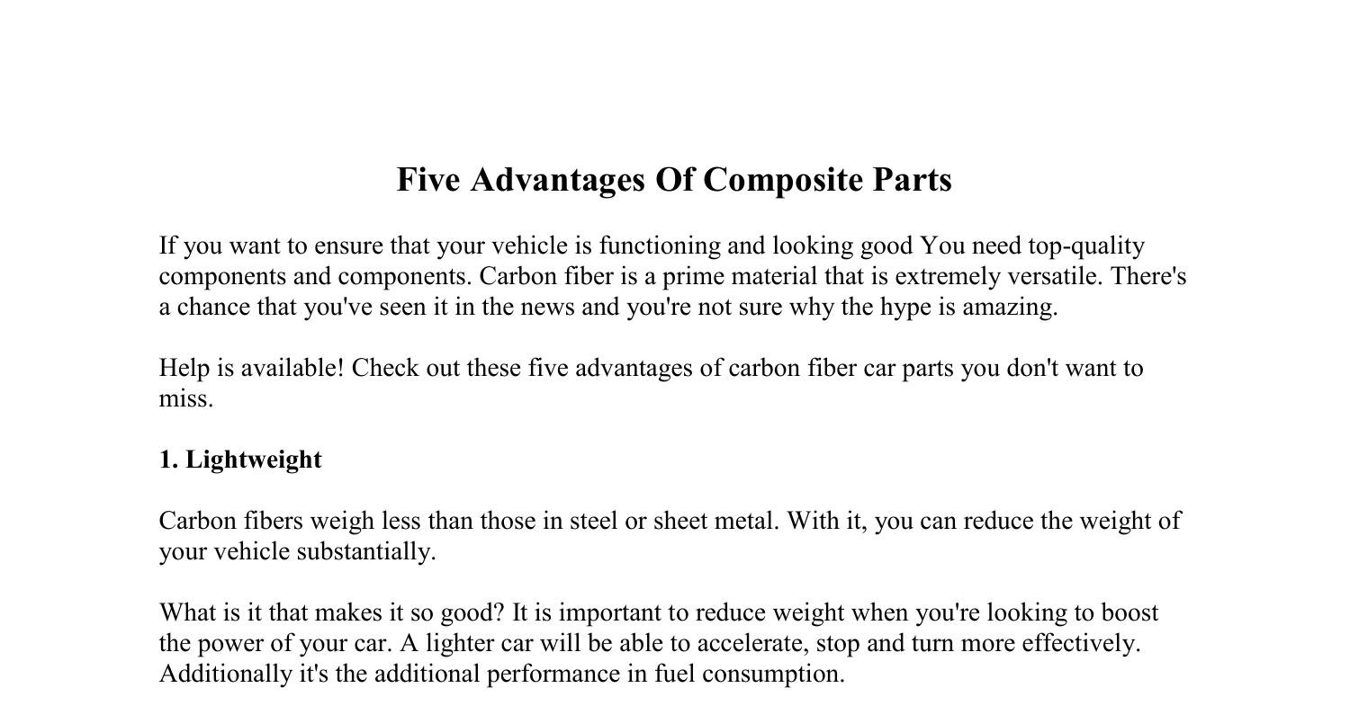 Five Advantages Of Composite Parts.pdf.pdf DocDroid