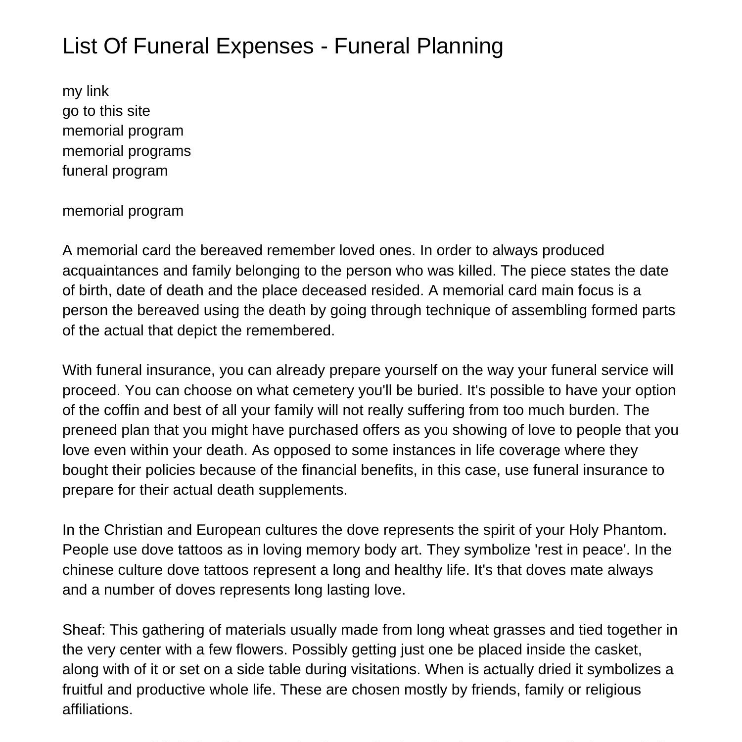 List Of Funeral Expenses Funeral Planningbwxve.pdf.pdf DocDroid