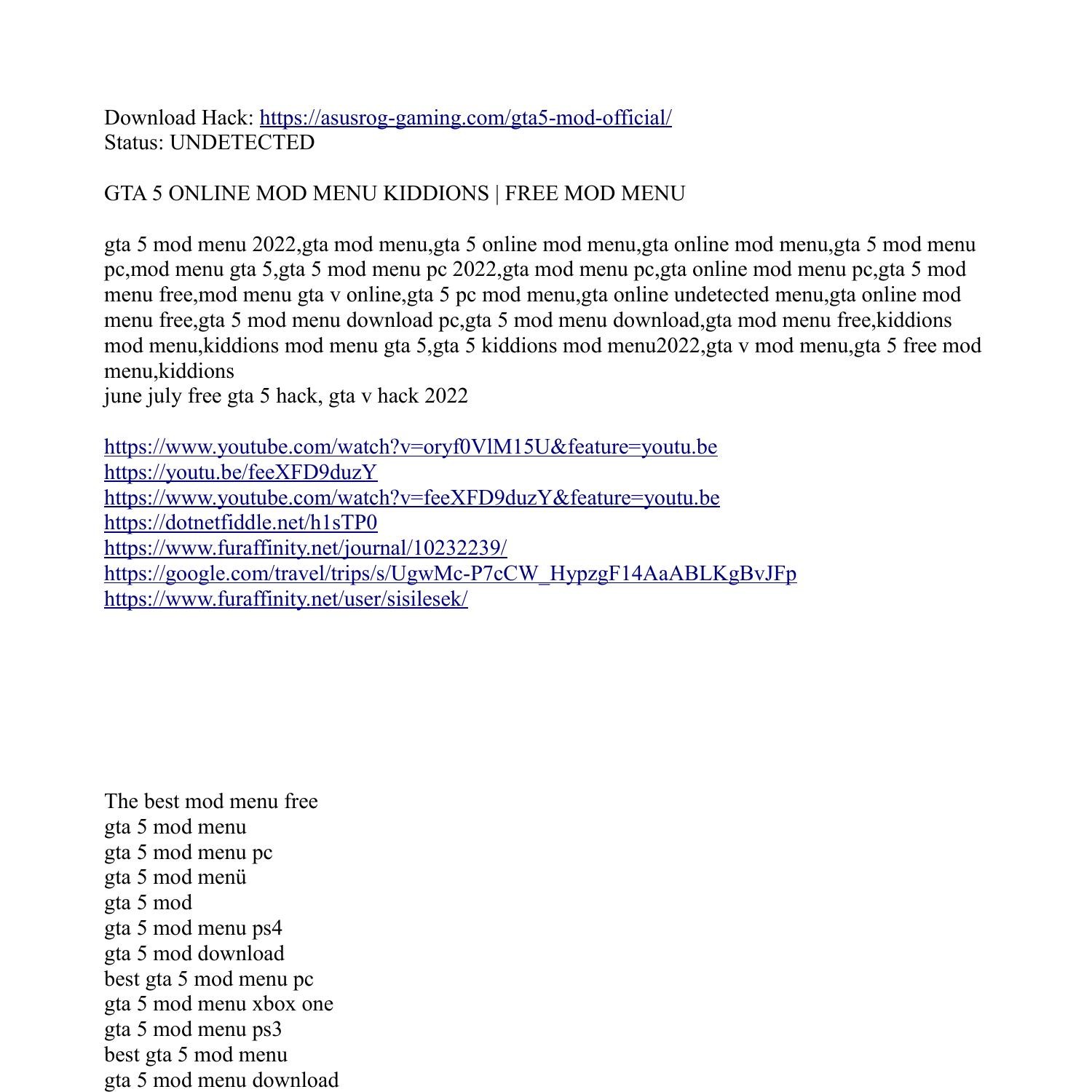 gta 5 mod menu 2022.pdf | DocDroid