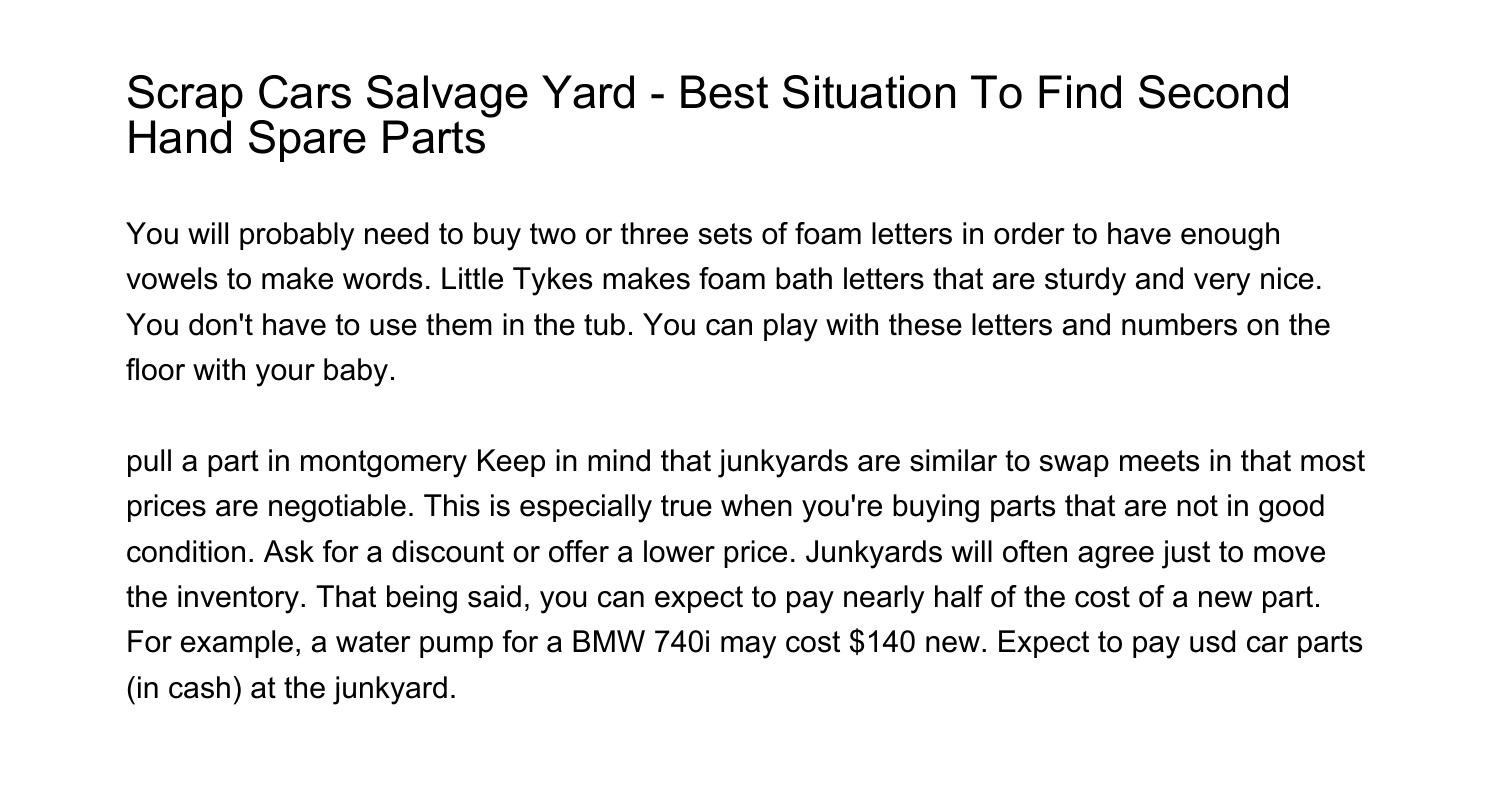 When Trying To Find Car Parts Dont Overlook Salvageiwjhc.pdf.pdf DocDroid