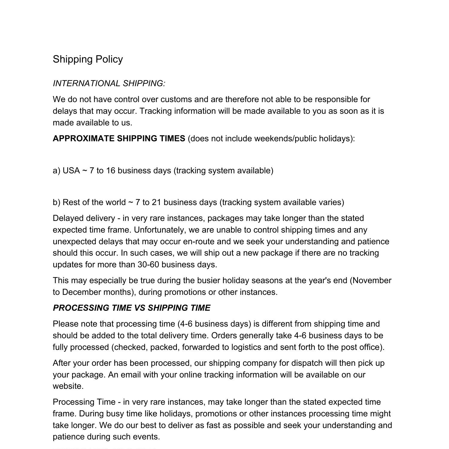 SHIPPING POLICY DOWNLOADED FAQ pdf DocDroid