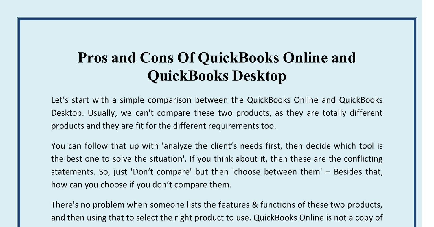 Pros and Cons Of QuickBooks Online and QuickBooks Desktop.pdf DocDroid