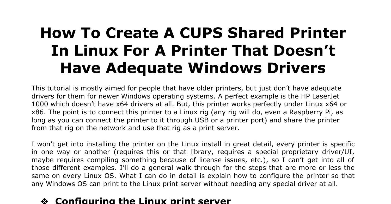 How To Create A CUPS Shared Printer In Linux.doc DocDroid
