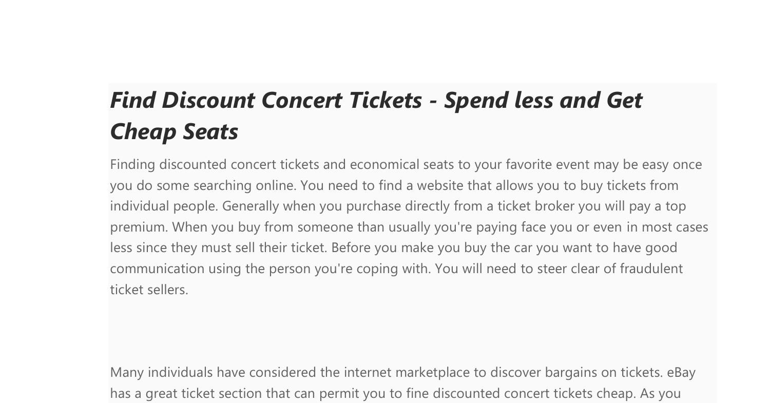 Find Discount Concert Tickets Spend less and Get Cheap Seats6.pdf