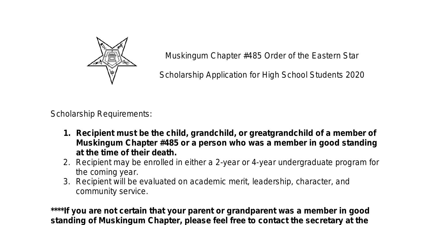 Eastern Star Scholarship0