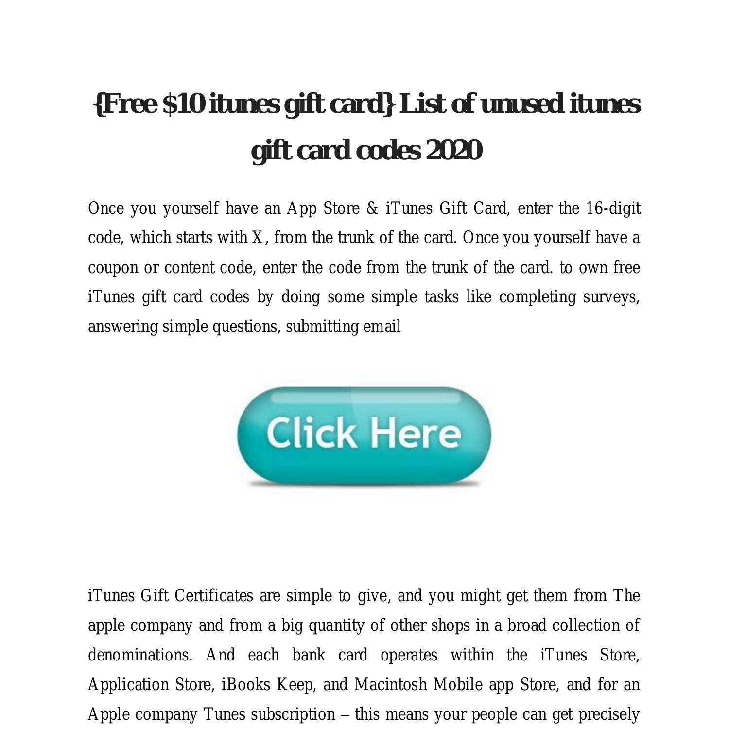 Free 10 Itunes Gift Card List Of Unused Itunes Gift Card Codes 2020 Pdf Docdroid