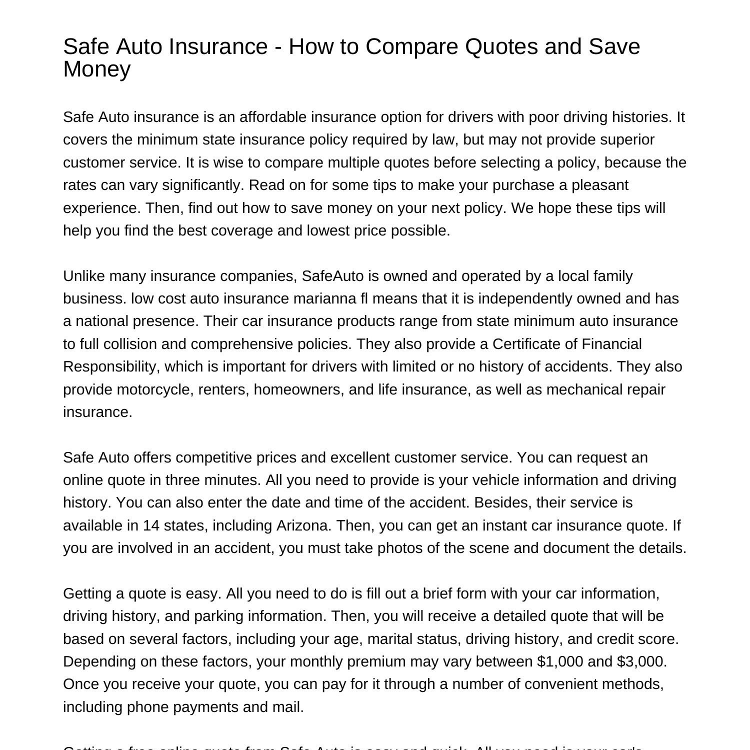 Safe Auto Insurance How to Compare Quotes and Save Moneyzldvy.pdf.pdf