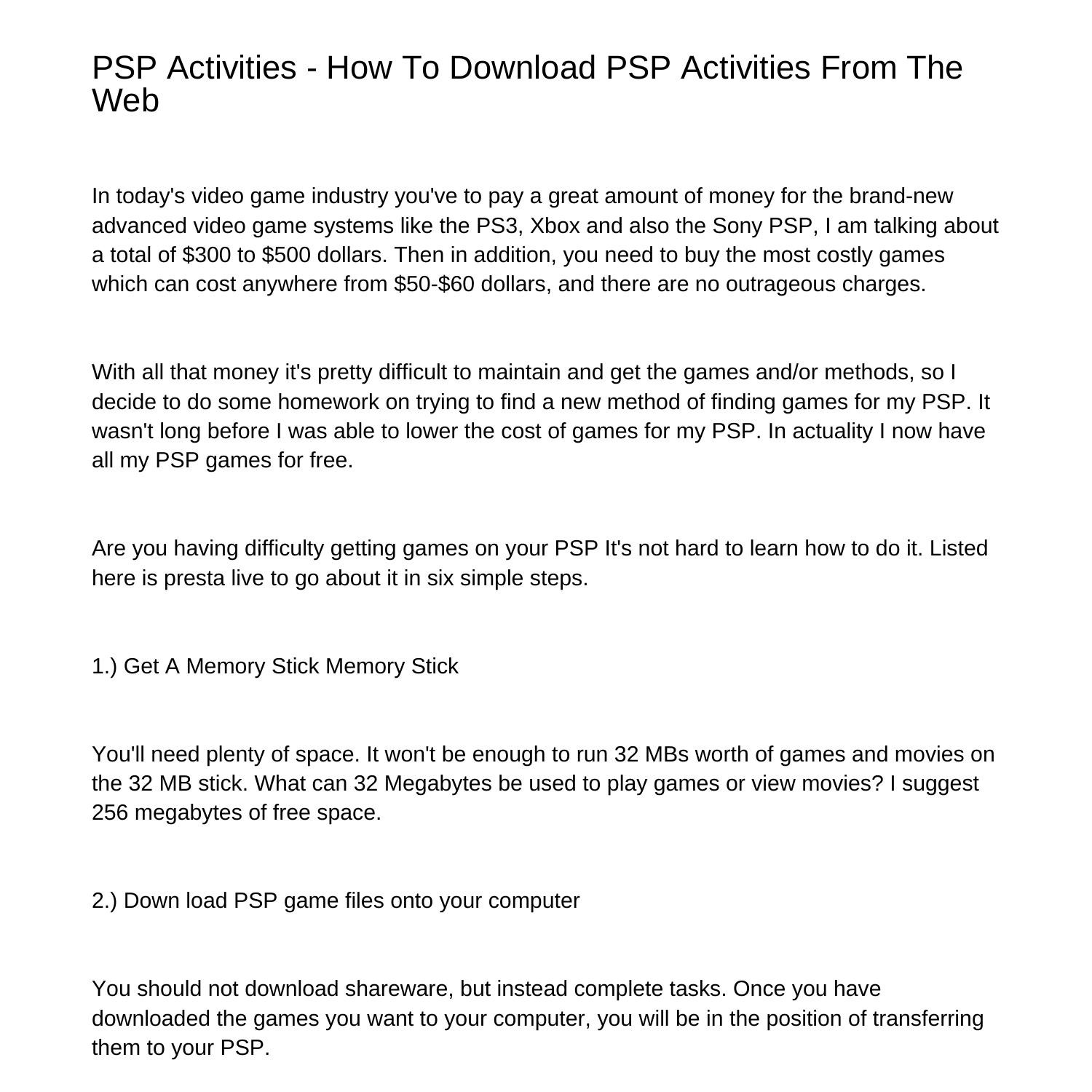 PSP Activities How To Download PSP Activities From The fafrf.pdf.pdf