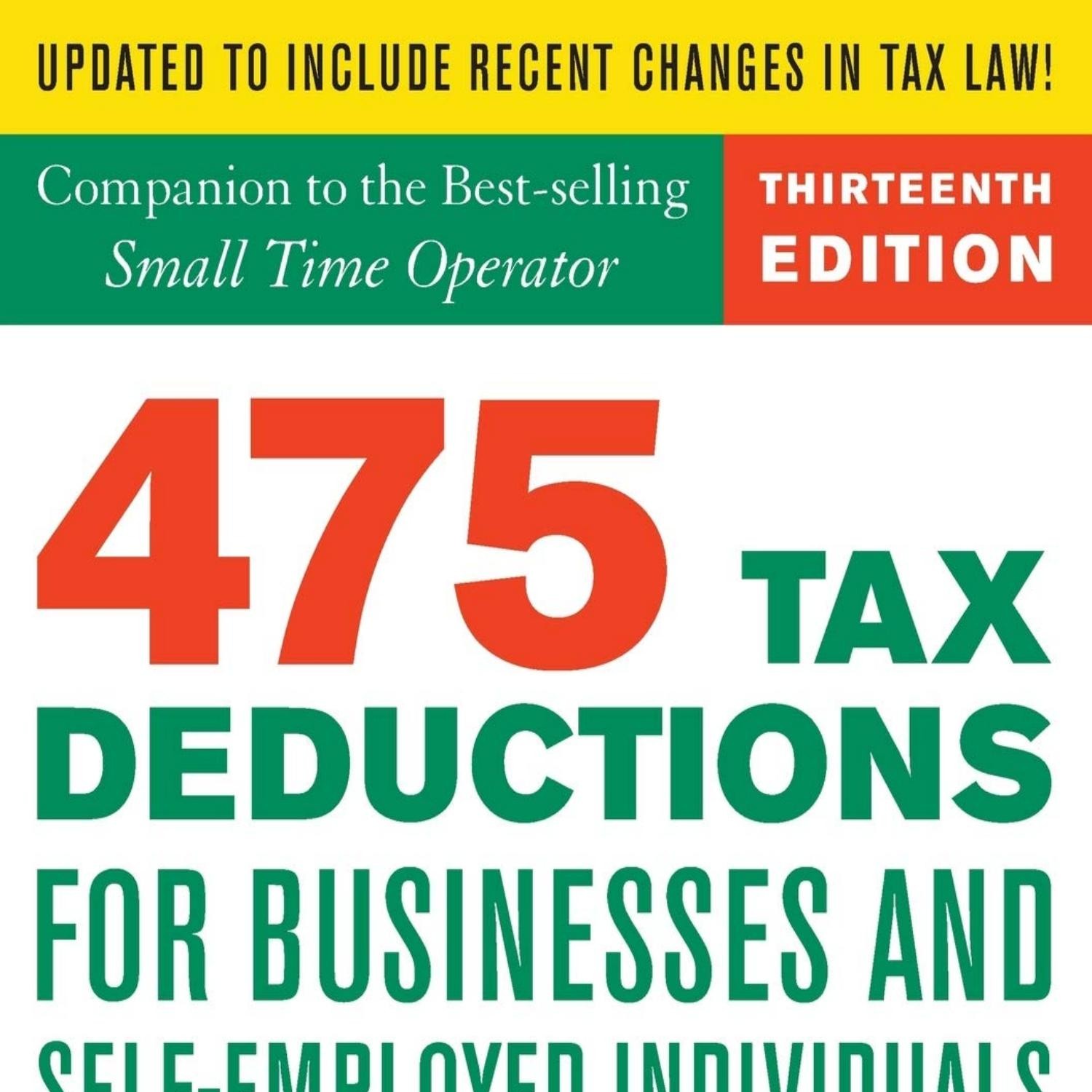 DOWNLOAD 475 Tax Deductions for Businesses and Self Employed