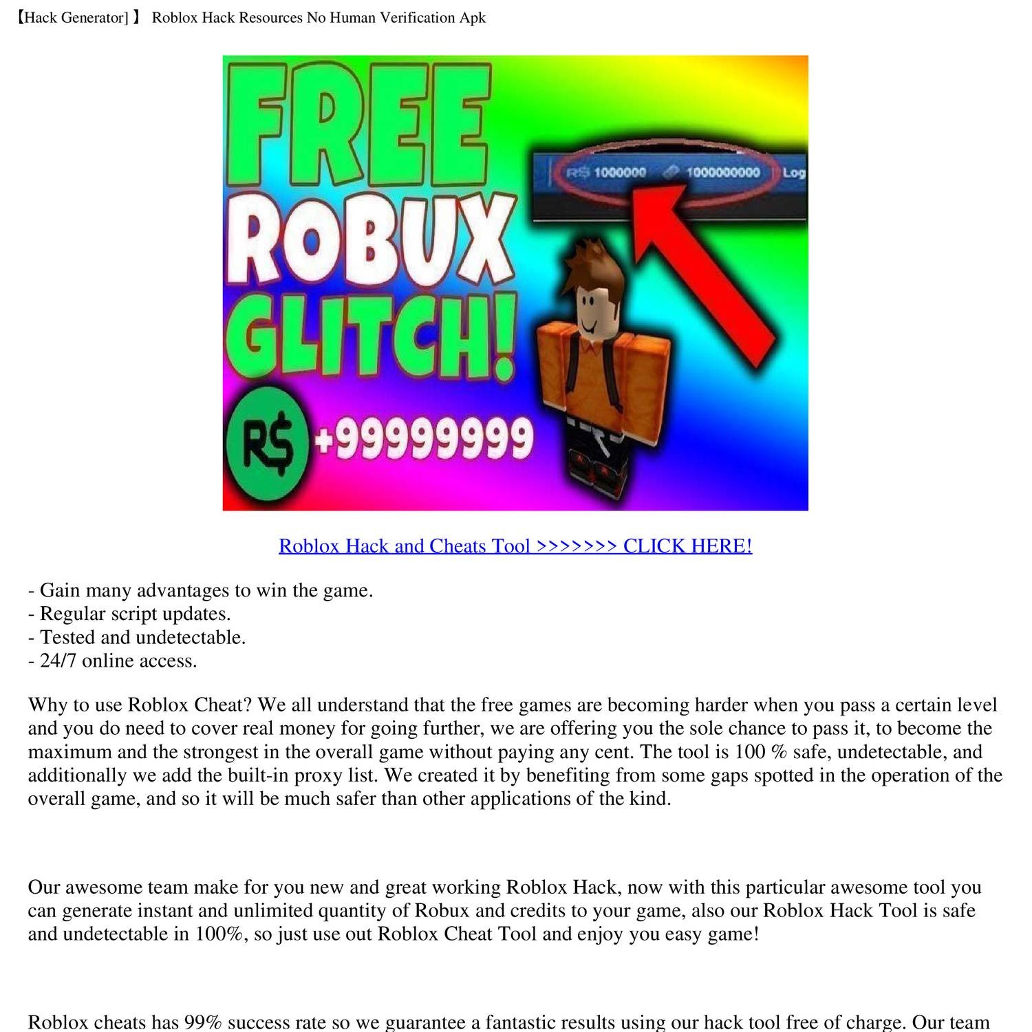 Free Robux Roblox Hack No Human Verification