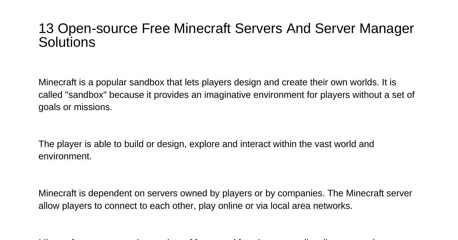 OPEN SOURCE MINECRAFT SERVER MANAGER visual data 2