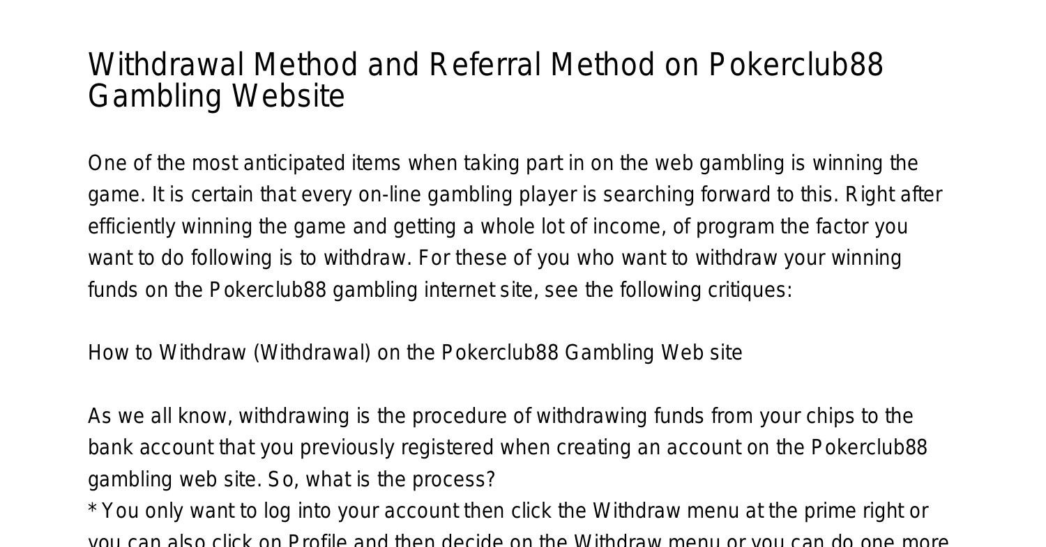 Withdrawal Process and Referral System on Gambling