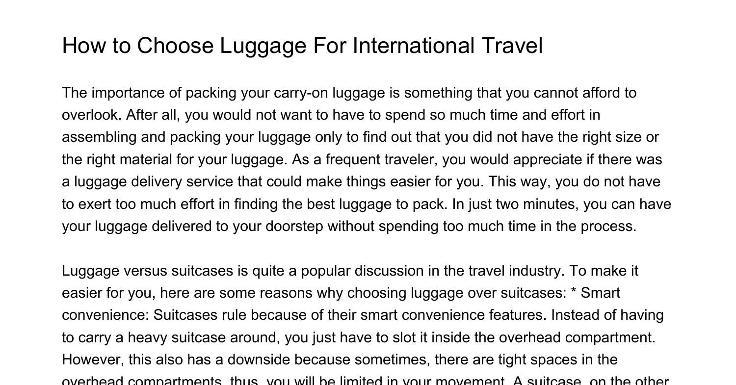 How to Choose Luggage For International Travelrqkfg.pdf.pdf DocDroid