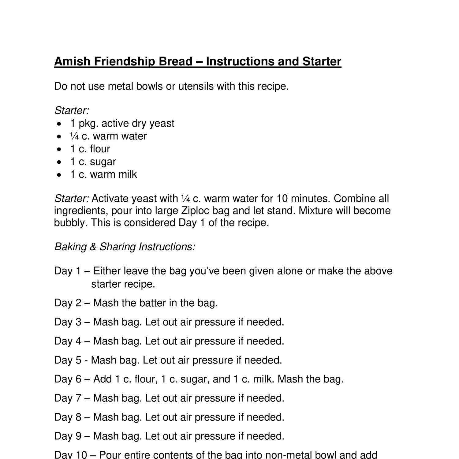 Amish Friendship Bread docx DocDroid