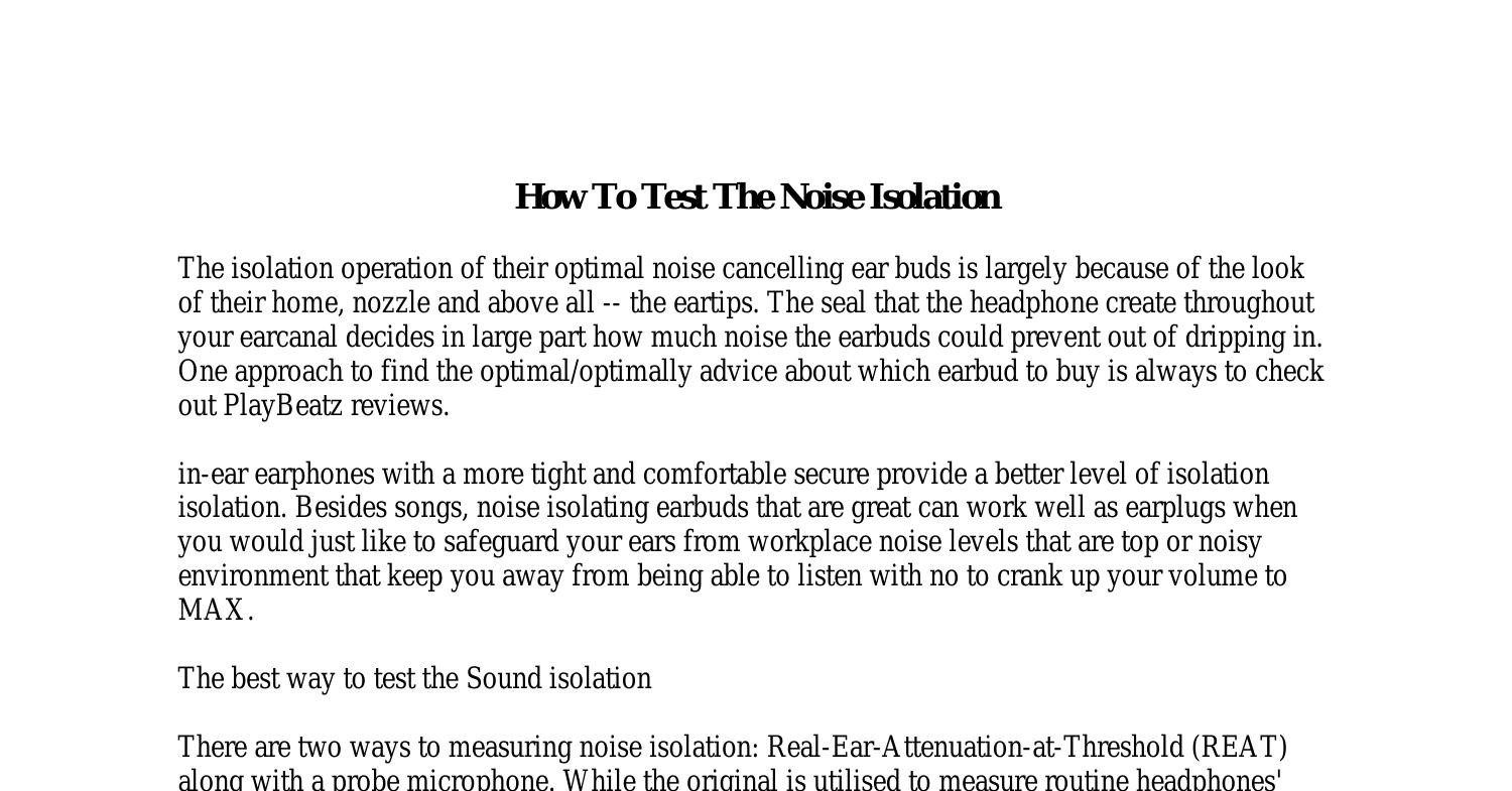 How To Test The Noise Isolation.pdf DocDroid