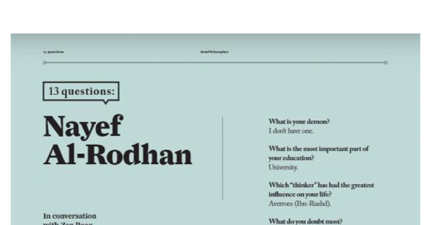 13 Questions Nayef Al-Rodhan NEW PHILOSOPHER 20190506.pdf | DocDroid