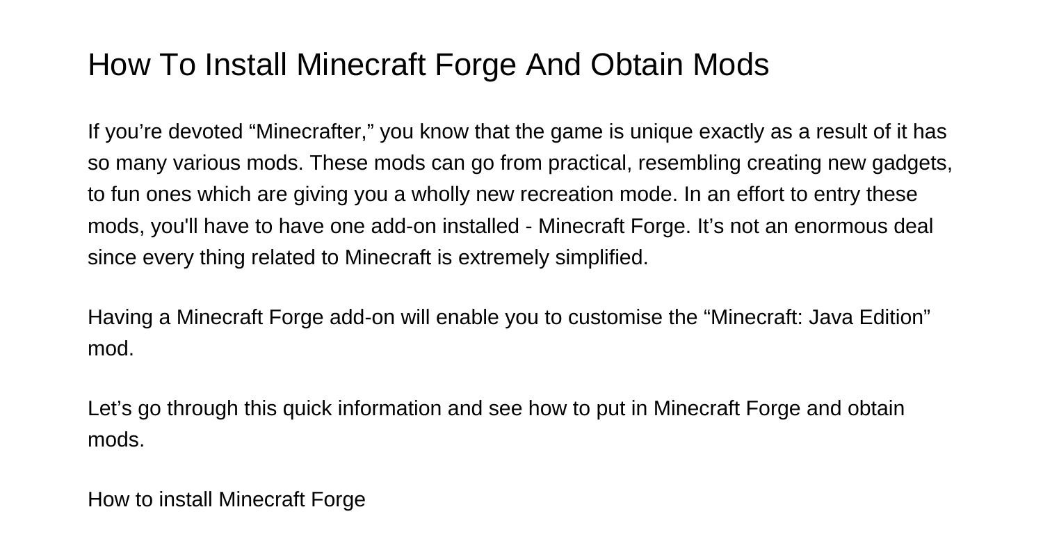 How To Install Minecraft Forge And Obtain Modsygrka.pdf.pdf | DocDroid