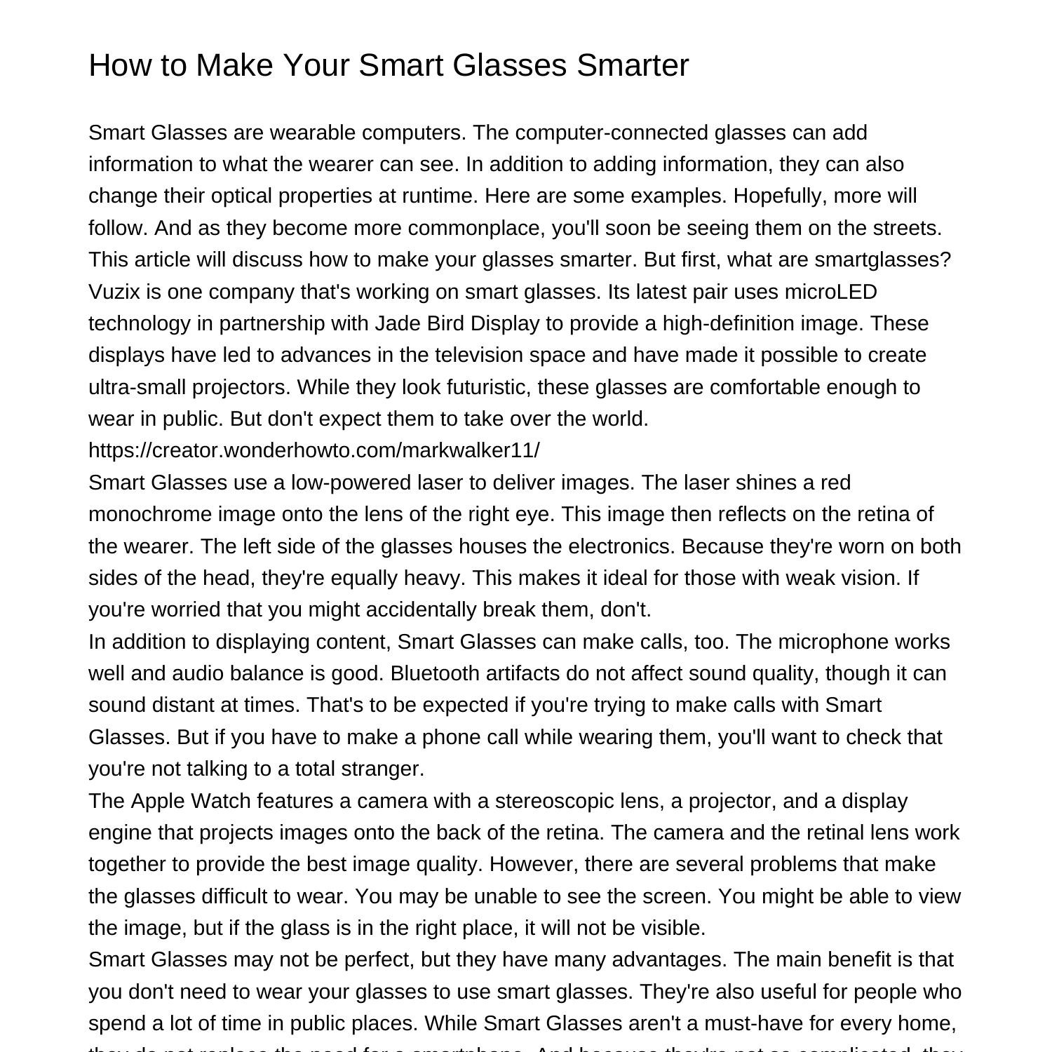 How To Make Your Smart Glasses Smarteralwuz pdf pdf DocDroid