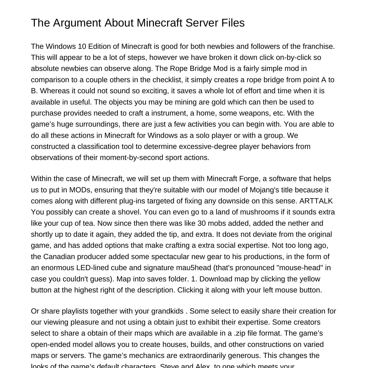 The Argument About Minecraft Server Filesdmcrj.pdf.pdf | DocDroid
