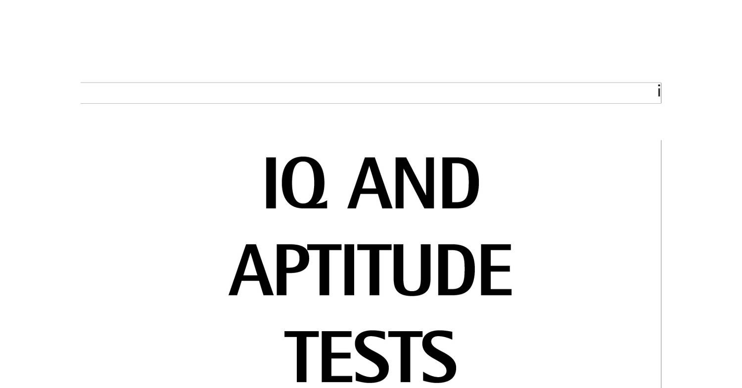 Iq And Aptitude Tests