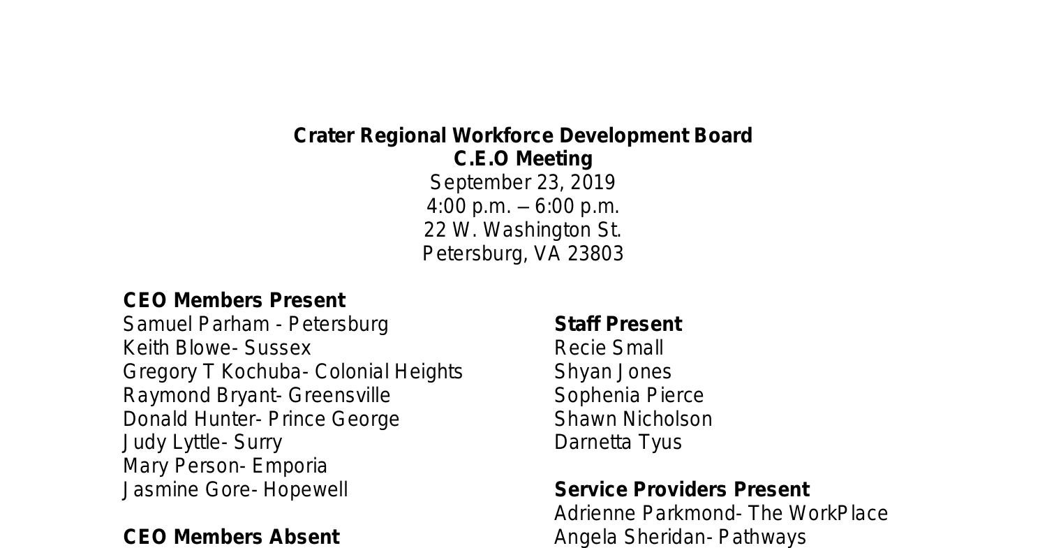 CEO DRAFT Minutes 92319 Final.docx | DocDroid