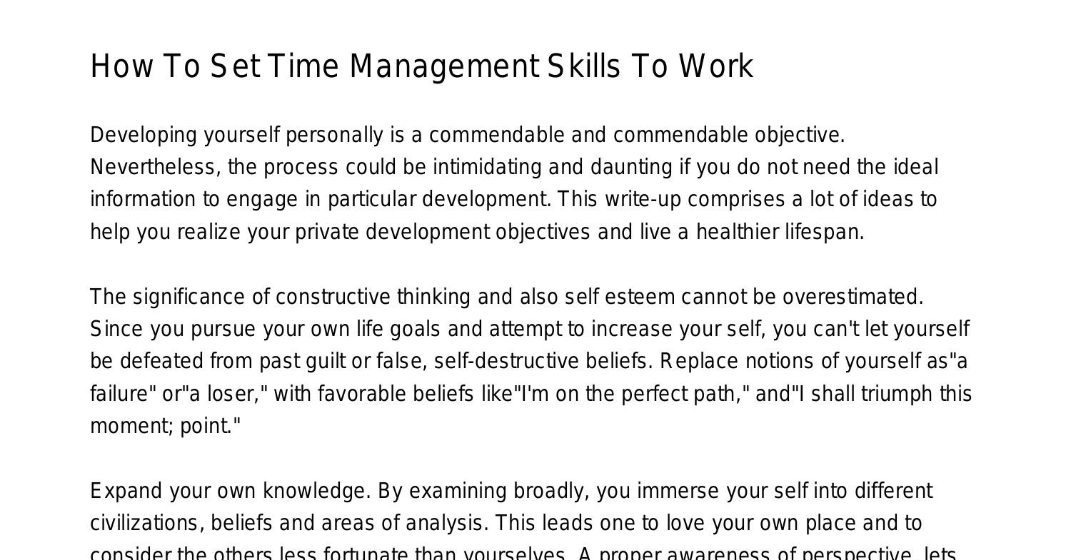 How To Set Time Management Skills To Workmbvsq.pdf.pdf DocDroid