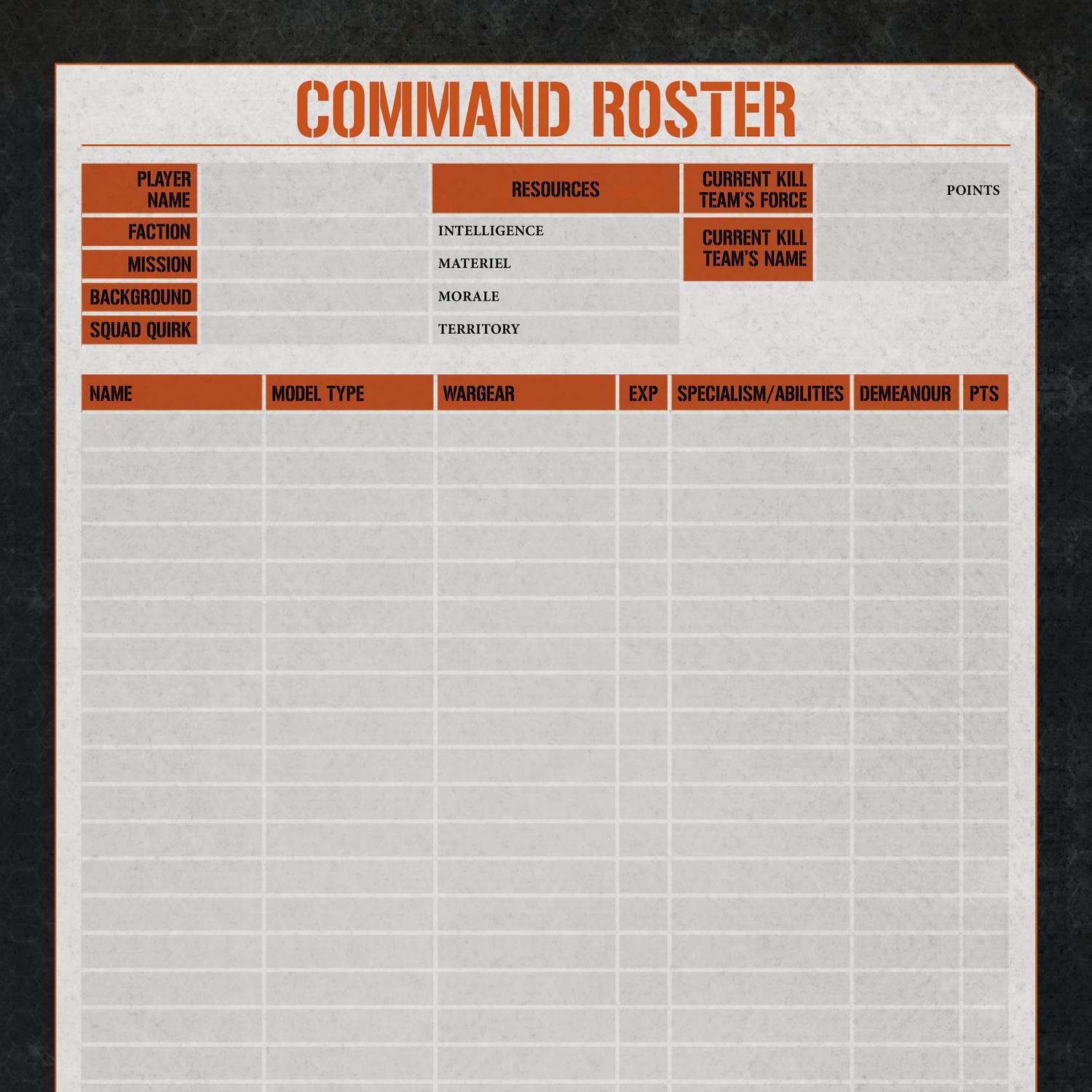 Kill Team - Fillable Command Roster - minionpro.pdf | DocDroid