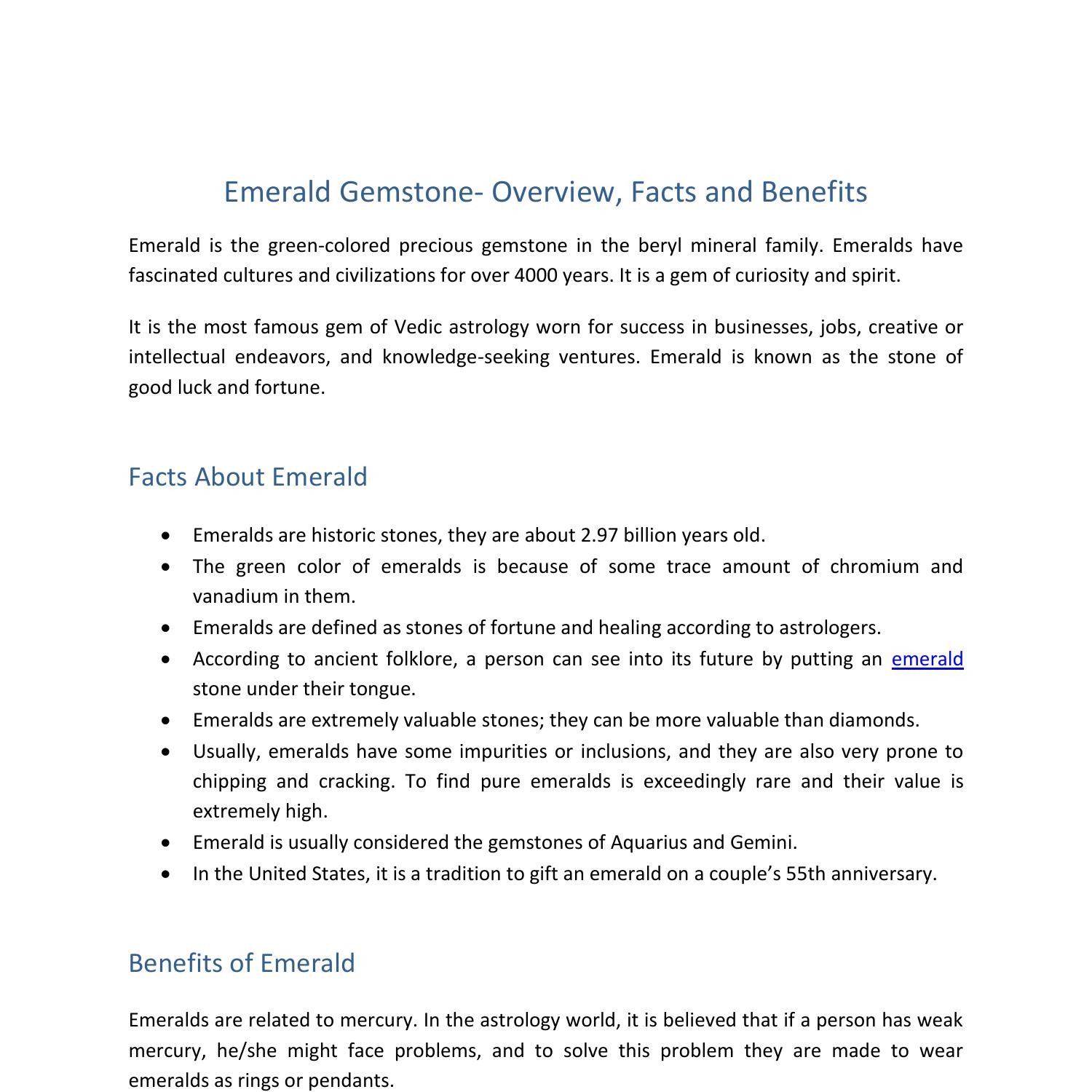 Emerald Gemstone- Overview, Facts and Benefits.pdf | DocDroid