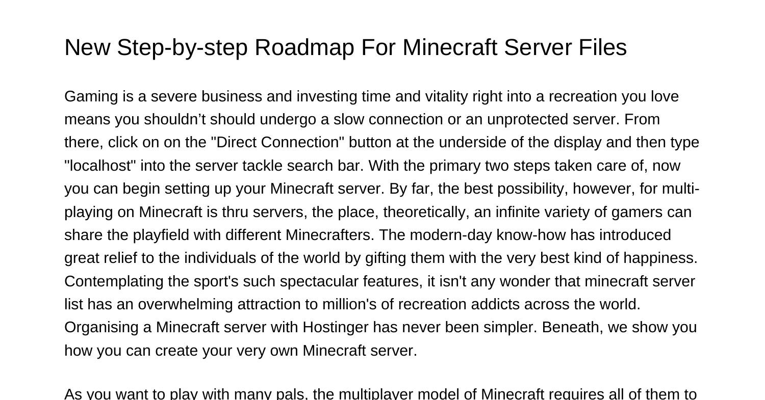 New Stepbystep Roadmap For Minecraft Server Filescnmzd.pdf.pdf | DocDroid