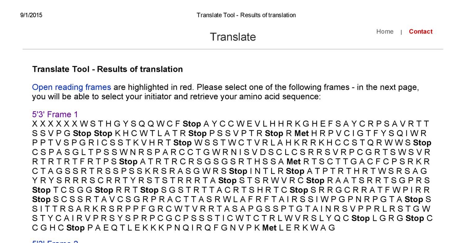 contig 1 EXPASY Translate Tool Results of translation.pdf DocDroid