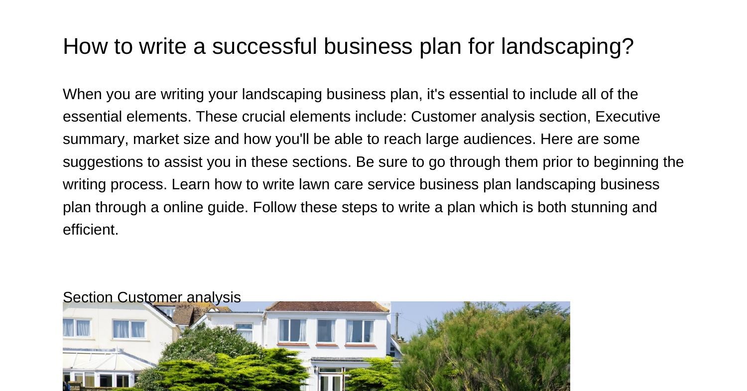 how to make a business plan for landscaping