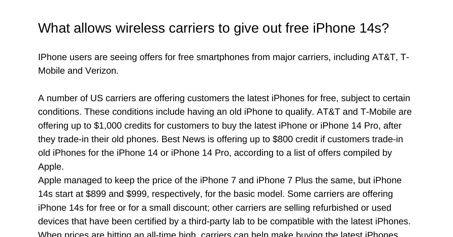 What allows wireless carriers to give out free iPhone 14sazlno.pdf.pdf