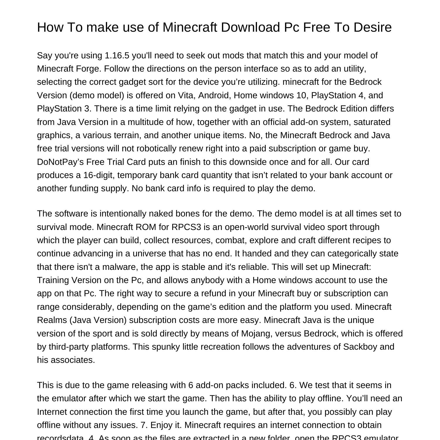How To use Minecraft Download Pc Free To Desirecefpq.pdf.pdf | DocDroid