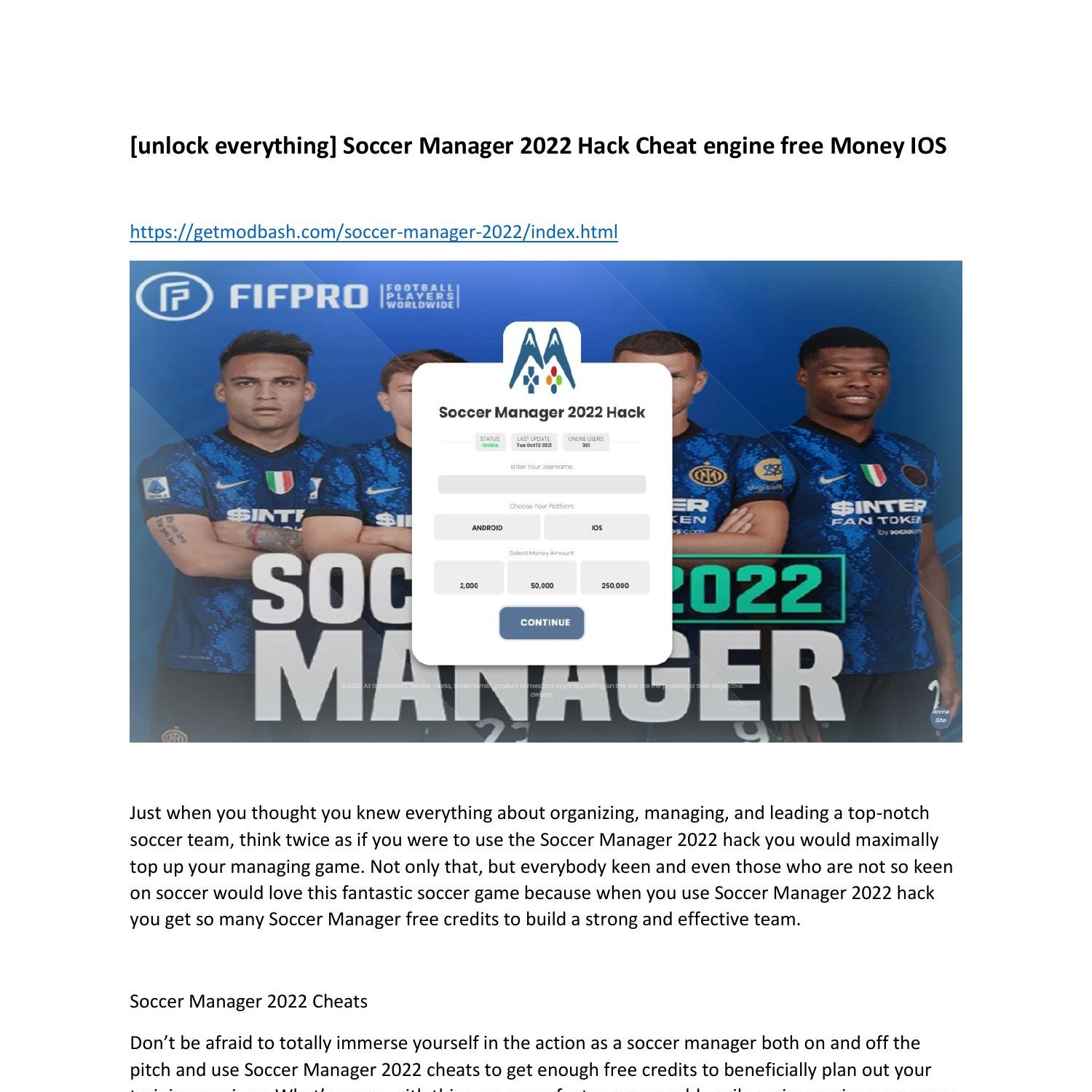 GitHub - JosiSchd/soccer-manager-2022-cheat-engine-unlimited-money: Soccer  Manager 2022 Cheat engine unlimited money with trainer for PC and mobile