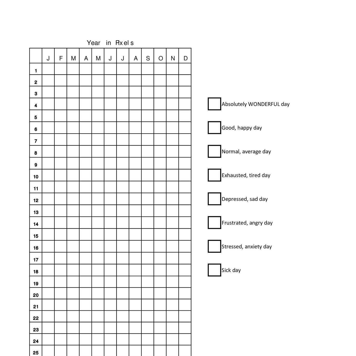 Year In Pixels Printable Printable Word Searches